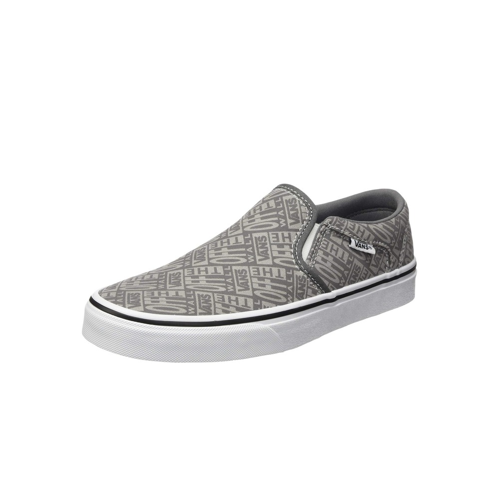 Vans Kids Classic Slip-On Off The Wall Logo Grey White Sneakers 3.0 Youth 721356
